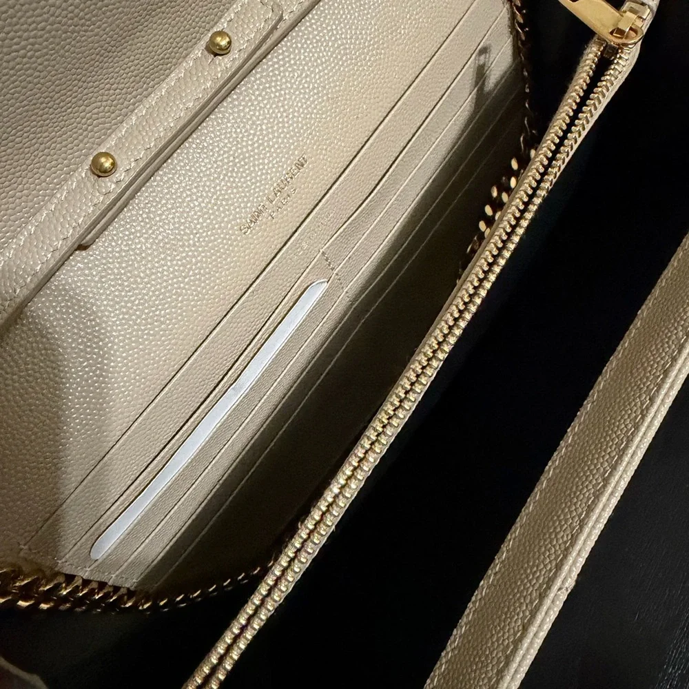 Saint Laurent Tan Quilted Wallet on chain - Picture 8 of 10